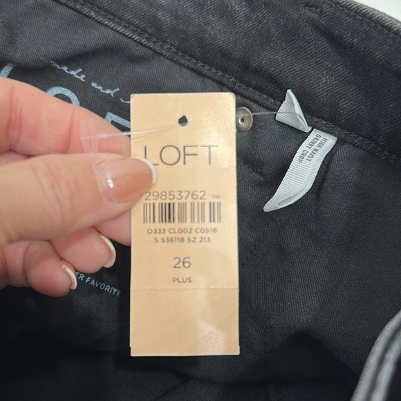 Loft Plus High Waist Skinny Crop button fly black jeans size 26. NWT. - Picture 13 of 15